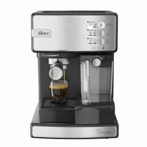 Cafetera automática Oster espresso plateada  PrimaLatte BVSTEM6603SS