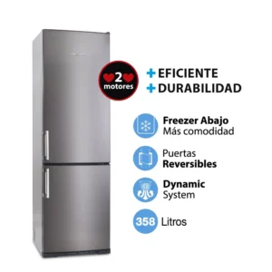 Heladera Kohinoor Cíclica 2 motores 335L. Acero KGA-4094-7